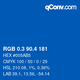 カラーコード: RGB 0.3 90.4 181 | qconv.com