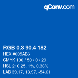 カラーコード: RGB 0.3 90.4 182 | qconv.com
