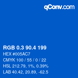 カラーコード: RGB 0.3 90.4 199 | qconv.com