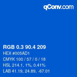 カラーコード: RGB 0.3 90.4 209 | qconv.com