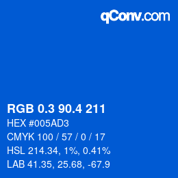 カラーコード: RGB 0.3 90.4 211 | qconv.com