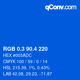 カラーコード: RGB 0.3 90.4 220 | qconv.com