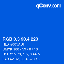 カラーコード: RGB 0.3 90.4 223 | qconv.com