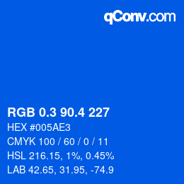 カラーコード: RGB 0.3 90.4 227 | qconv.com