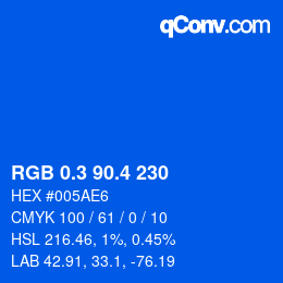 カラーコード: RGB 0.3 90.4 230 | qconv.com