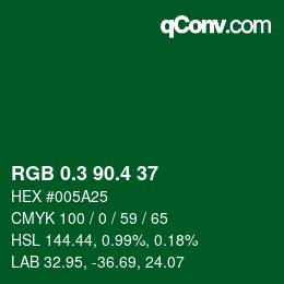 カラーコード: RGB 0.3 90.4 37 | qconv.com