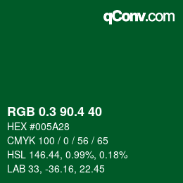 カラーコード: RGB 0.3 90.4 40 | qconv.com