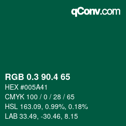 カラーコード: RGB 0.3 90.4 65 | qconv.com