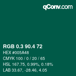 カラーコード: RGB 0.3 90.4 72 | qconv.com