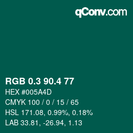 カラーコード: RGB 0.3 90.4 77 | qconv.com