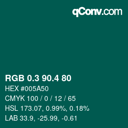 カラーコード: RGB 0.3 90.4 80 | qconv.com