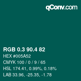 カラーコード: RGB 0.3 90.4 82 | qconv.com