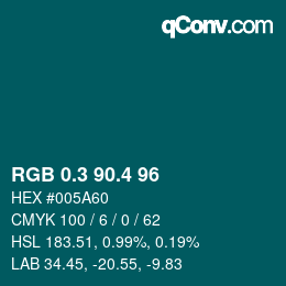 カラーコード: RGB 0.3 90.4 96 | qconv.com