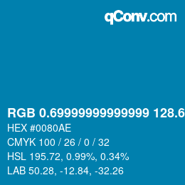 カラーコード: RGB 0.69999999999999 128.6 174 | qconv.com