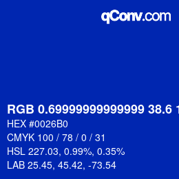 カラーコード: RGB 0.69999999999999 38.6 176 | qconv.com