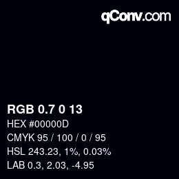 カラーコード: RGB 0.7 0 13 | qconv.com