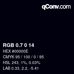 カラーコード: RGB 0.7 0 14 | qconv.com