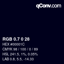 カラーコード: RGB 0.7 0 28 | qconv.com