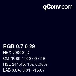 カラーコード: RGB 0.7 0 29 | qconv.com