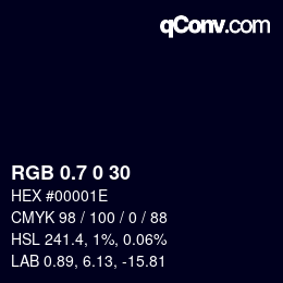 カラーコード: RGB 0.7 0 30 | qconv.com