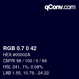 カラーコード: RGB 0.7 0 42 | qconv.com