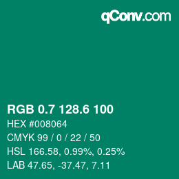カラーコード: RGB 0.7 128.6 100 | qconv.com