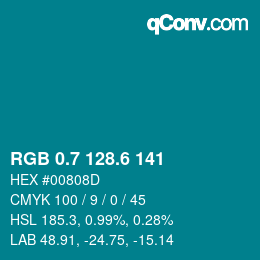 カラーコード: RGB 0.7 128.6 141 | qconv.com
