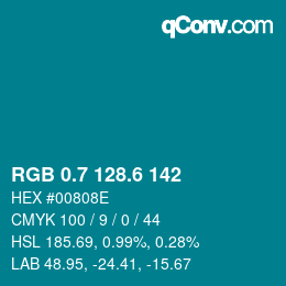 カラーコード: RGB 0.7 128.6 142 | qconv.com