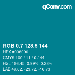 カラーコード: RGB 0.7 128.6 144 | qconv.com