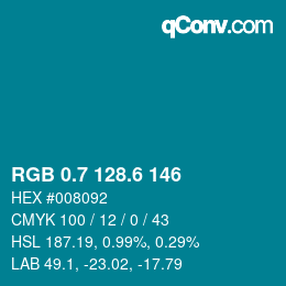 カラーコード: RGB 0.7 128.6 146 | qconv.com