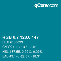 カラーコード: RGB 0.7 128.6 147 | qconv.com