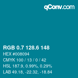 カラーコード: RGB 0.7 128.6 148 | qconv.com