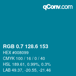 カラーコード: RGB 0.7 128.6 153 | qconv.com