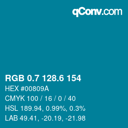 カラーコード: RGB 0.7 128.6 154 | qconv.com