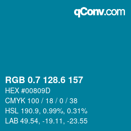カラーコード: RGB 0.7 128.6 157 | qconv.com