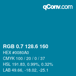カラーコード: RGB 0.7 128.6 160 | qconv.com
