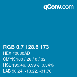カラーコード: RGB 0.7 128.6 173 | qconv.com