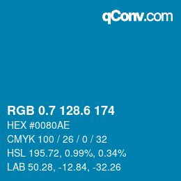 カラーコード: RGB 0.7 128.6 174 | qconv.com