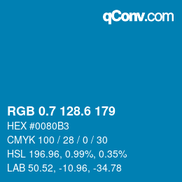 カラーコード: RGB 0.7 128.6 179 | qconv.com