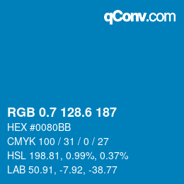 カラーコード: RGB 0.7 128.6 187 | qconv.com
