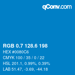 カラーコード: RGB 0.7 128.6 198 | qconv.com