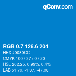 カラーコード: RGB 0.7 128.6 204 | qconv.com