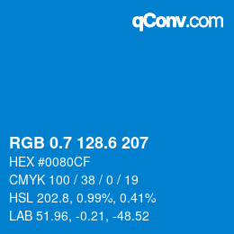 カラーコード: RGB 0.7 128.6 207 | qconv.com