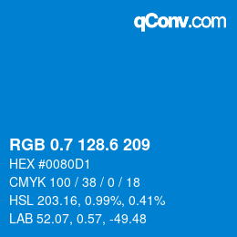 カラーコード: RGB 0.7 128.6 209 | qconv.com