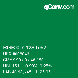 カラーコード: RGB 0.7 128.6 67 | qconv.com