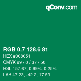カラーコード: RGB 0.7 128.6 81 | qconv.com