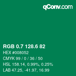 カラーコード: RGB 0.7 128.6 82 | qconv.com