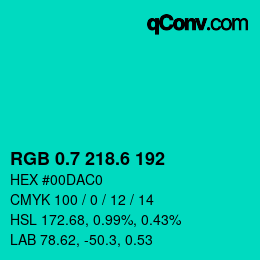 カラーコード: RGB 0.7 218.6 192 | qconv.com