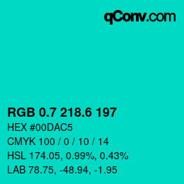 カラーコード: RGB 0.7 218.6 197 | qconv.com