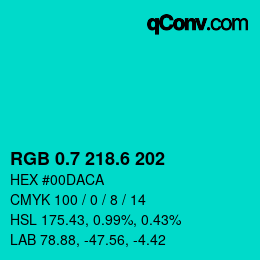 カラーコード: RGB 0.7 218.6 202 | qconv.com